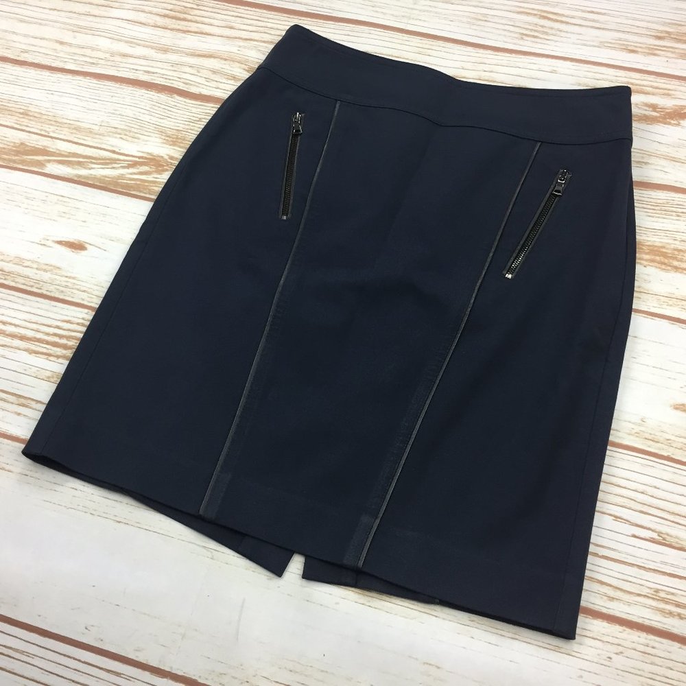 Ann Taylor Navy Blue Pocketed Pencil Skirt 2P